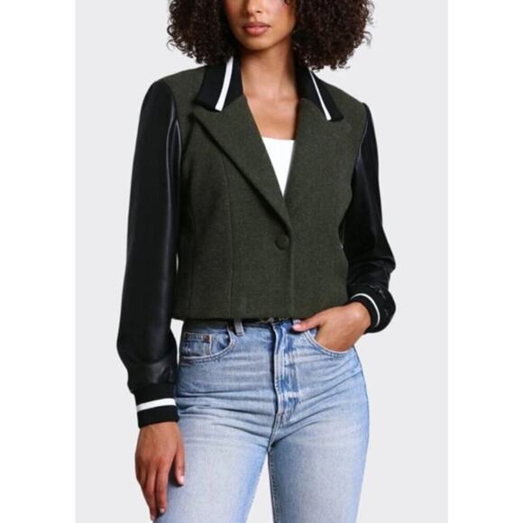 NWT 7 For All Mankind Mixed Media Bomber Jacket SZ L - Picture 1 of 12